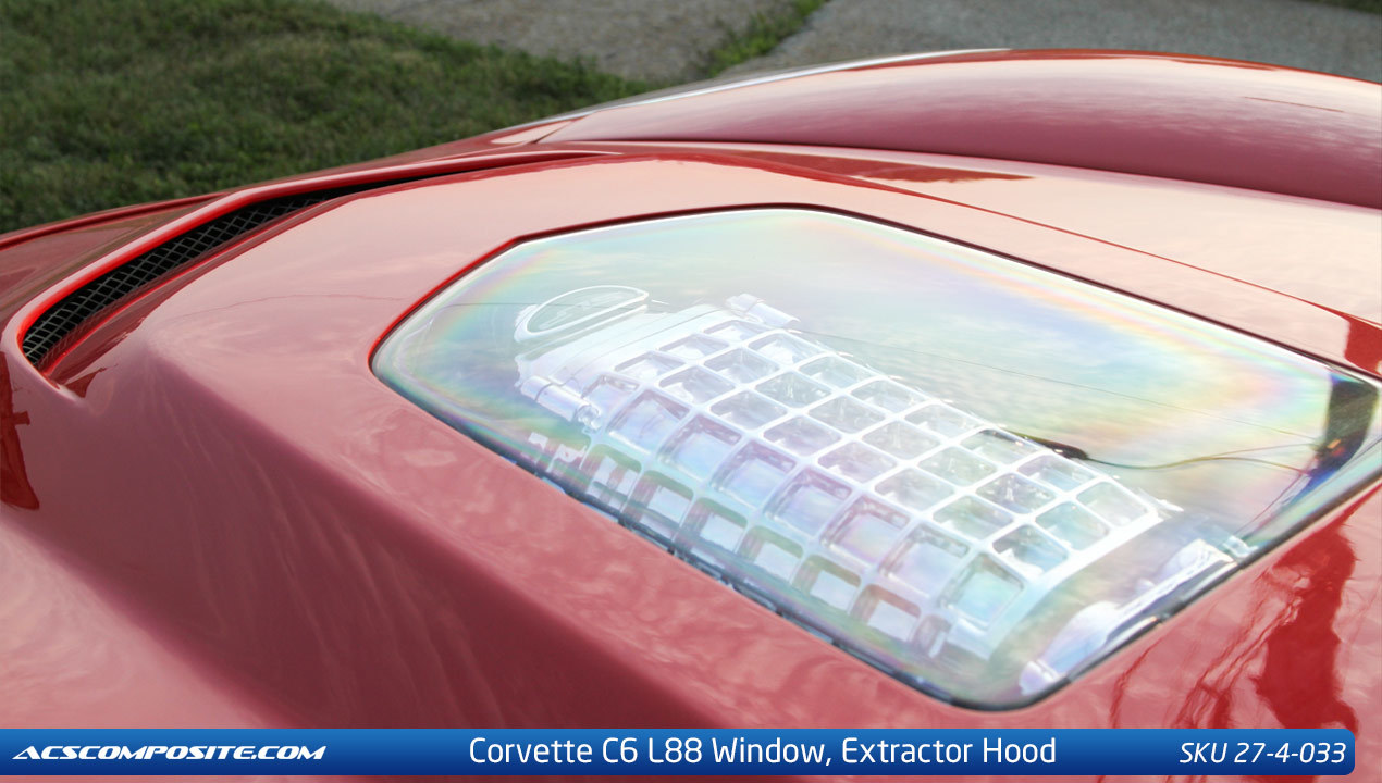 ACS Corvette L88 Style Smooth Hood, with Polycarbonate Window C6 2005-2013