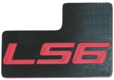 C5 Corvette Throttle Body Engine ID Plate, LS6 Engine in Black/Red Finish