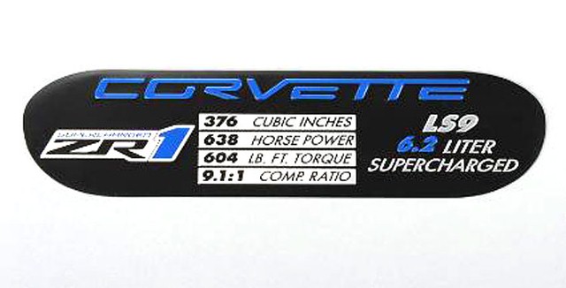 C6 Corvette Engine LS9 ID Spec Plate - Corvette ZR1