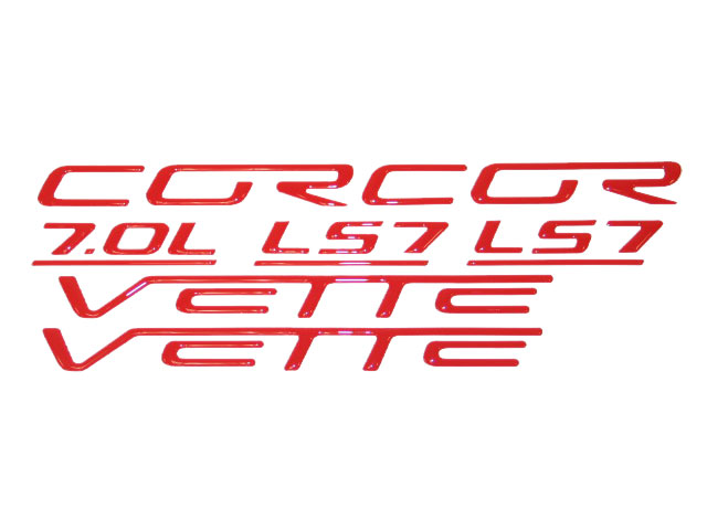 C6 Z06 Corvette Letters with LS7 for Fuel Rail Covers 3D Decals Set of 2