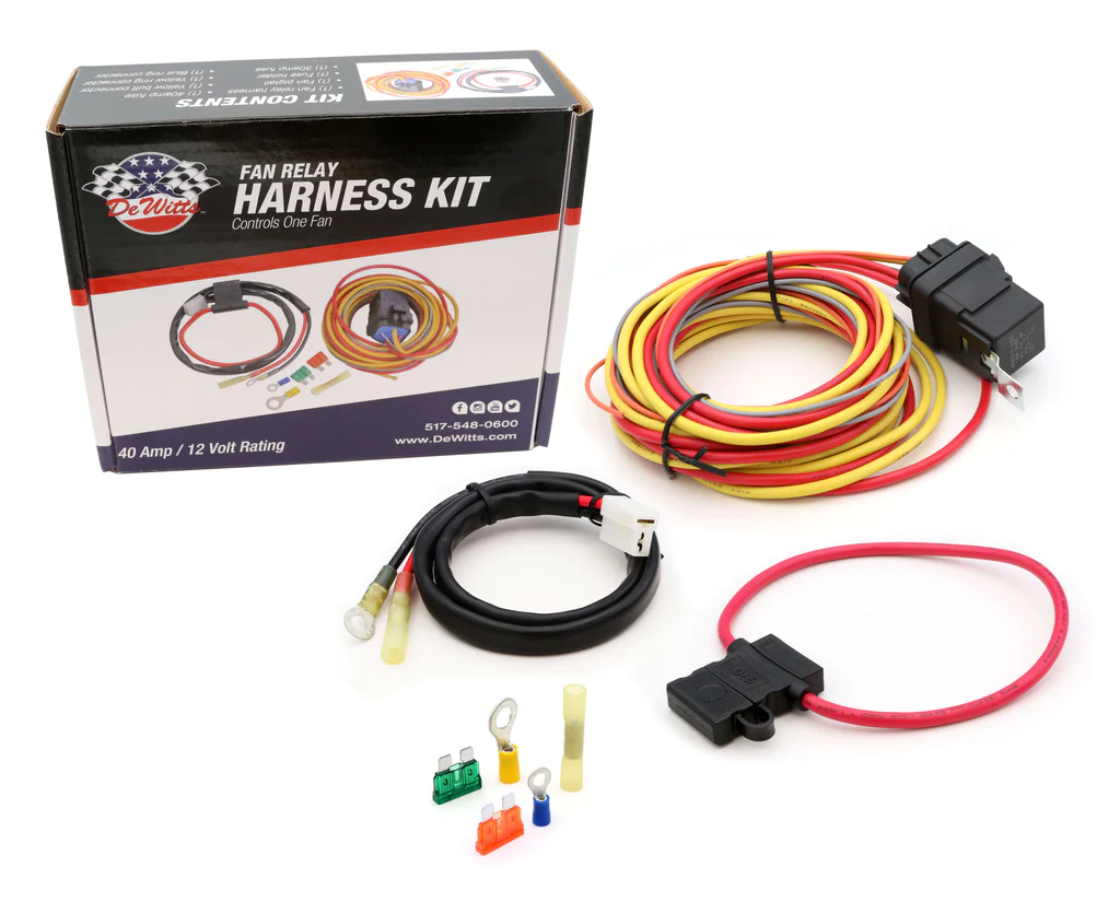 Corvette, SPFRH Fan/Relay Harness, Complete kit wires one 12-volt brushed fan up to 40 amps