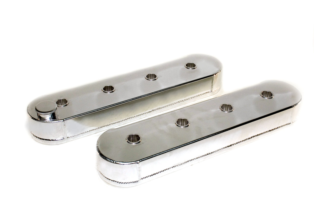 Valve Cover, Stock Height, Gaskets / Hardware, Aluminum, Polished / Clear Anodize, Racing Rockers, GM LS-Series, Pair