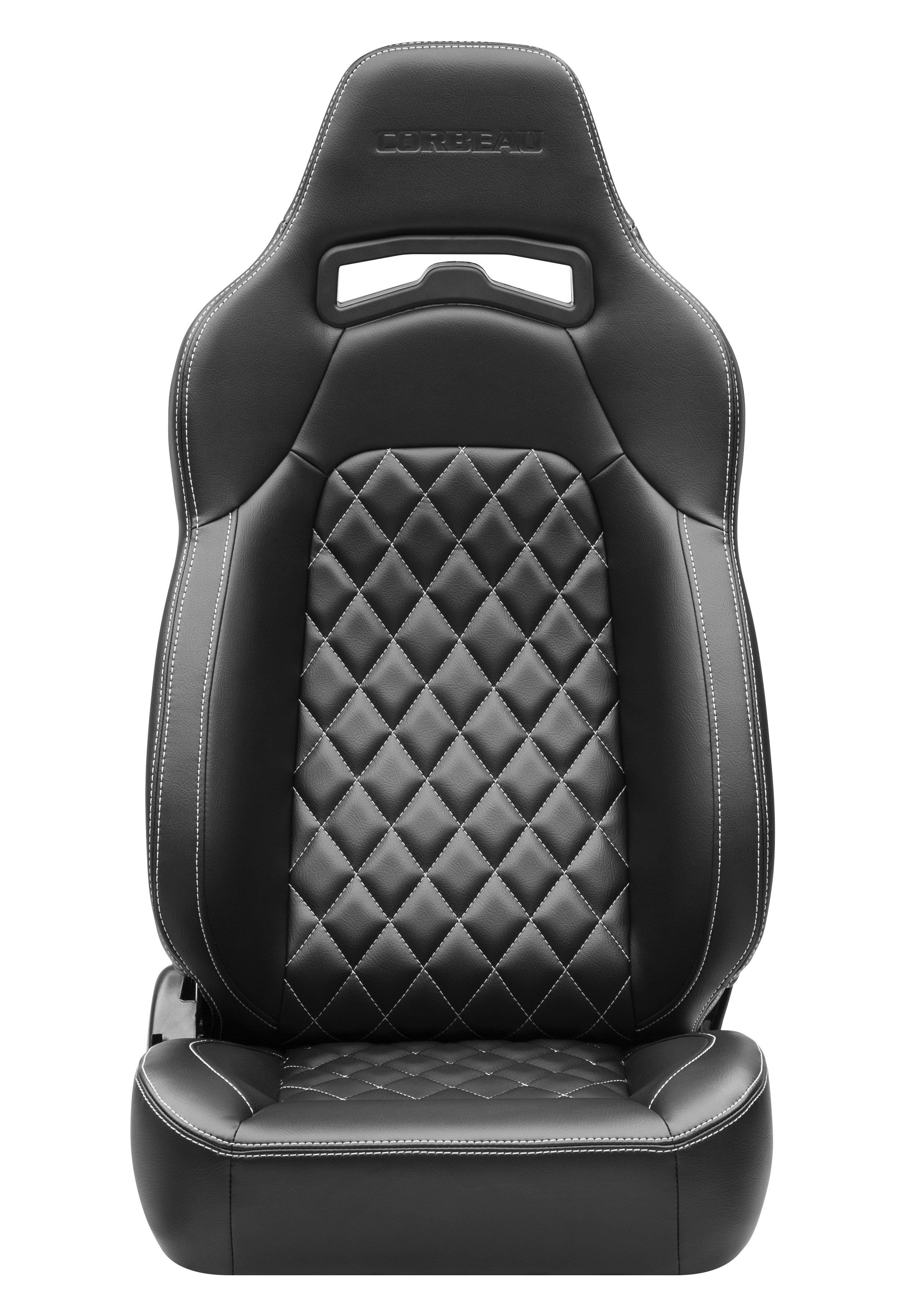 Corbeau Trailcat Racing Seat, Black Vinyl White Diamond Stitch, 44901WPR