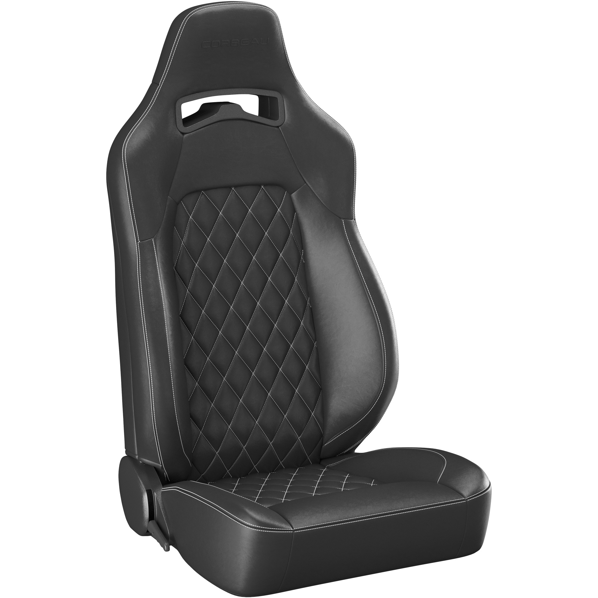 Corbeau Trailcat Racing Seat, Trailcat Black Vinyl / Cloth White Stitch, 44902BWPR