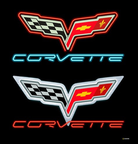 Chevrolet C6 Corvette Emblem Neon Sign, Red or Blue