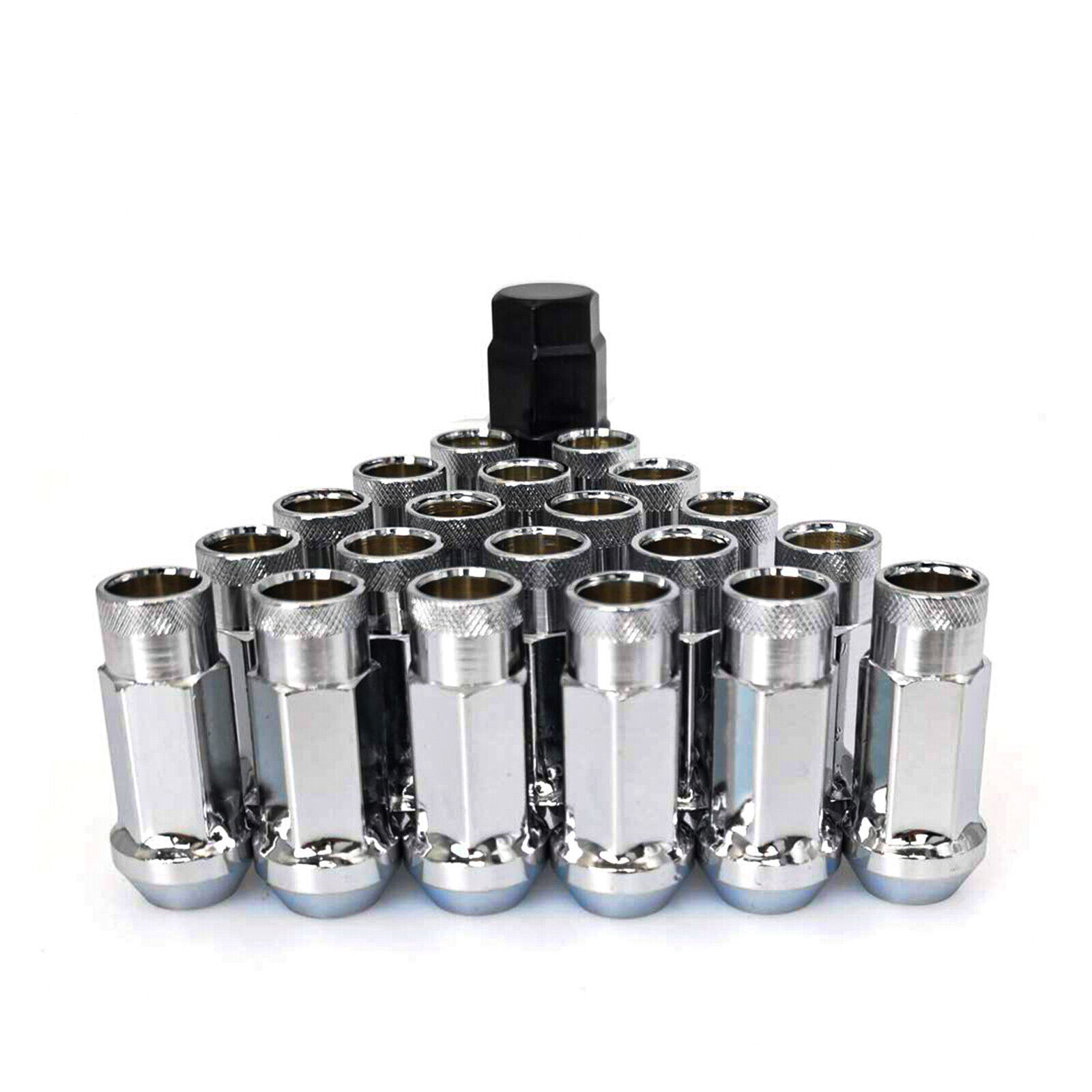 Silver Extended Open End Steel Wheel Tuner Lug Nuts M12x1.5  Adapter 20pcs