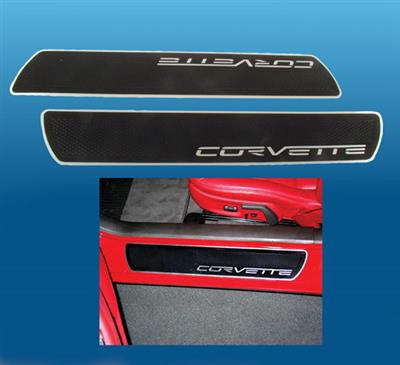 C6 Corvette 05-13 Door Sill Plates - Brushed Aluminum And Black