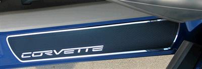 C6 Corvette 06-13 Door Sill Plates - Corvette Black And Aluminum