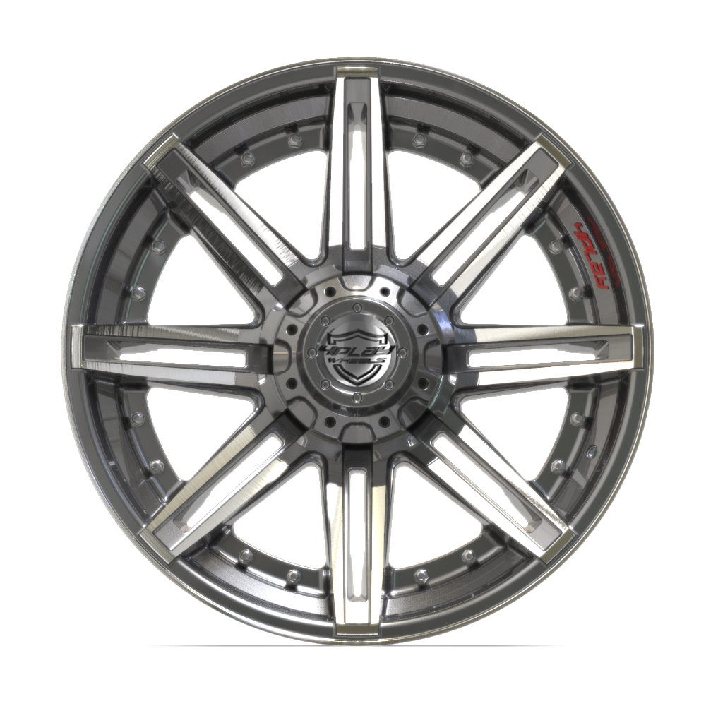 22" Aftermarket Wheel fits Ram, Dodge, Jeep, GM, Ford,  4P08 Brushed Gunmetal 22x10