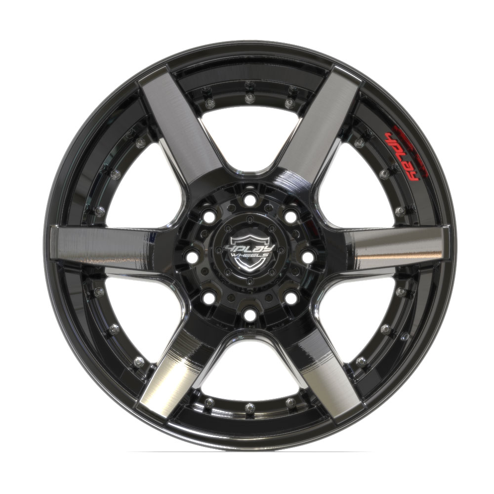 22" Aftermarket Wheel fits GM, Ford, Dodge, Hummer,  4P60 Brushed Black 22x10