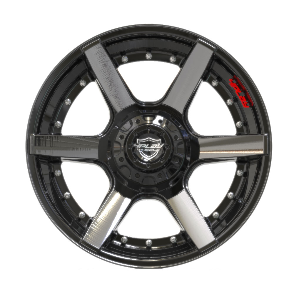 22" Aftermarket Wheel fits GM, Ford, Lincoln, Nissan, Toyota,  4P60 Brushed Black 22x12