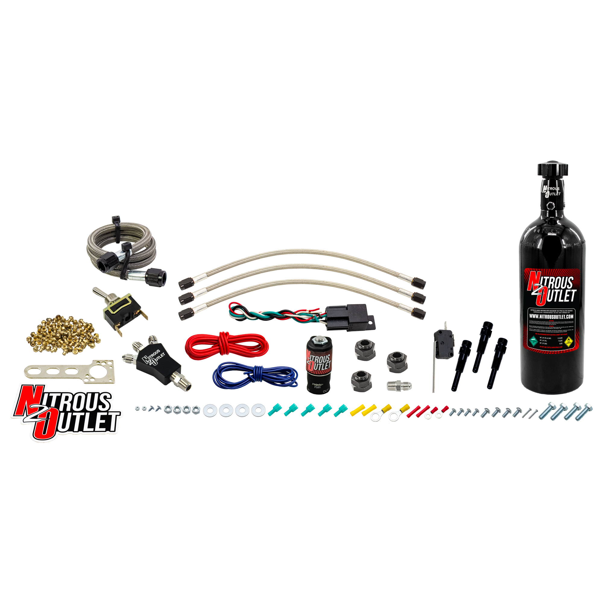 Nitrous Outlet Powersports EFI Three Cylinder Dry Nozzle System (Aluminum 90 Deg