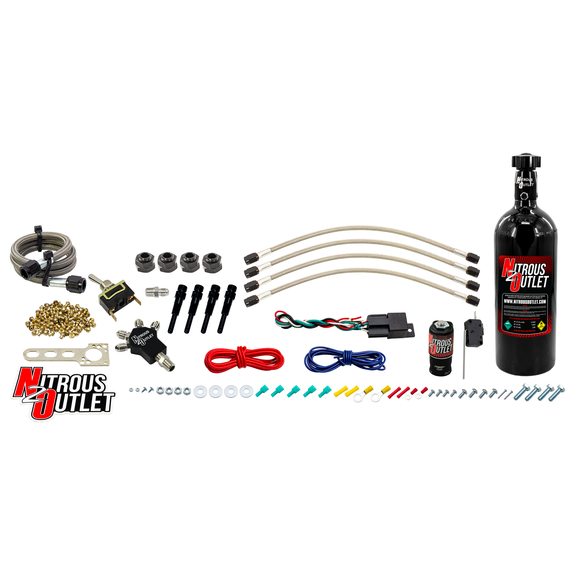 Nitrous Outlet Powersports EFI Four Cylinder Dry Nozzle System (Aluminum 90 Degr