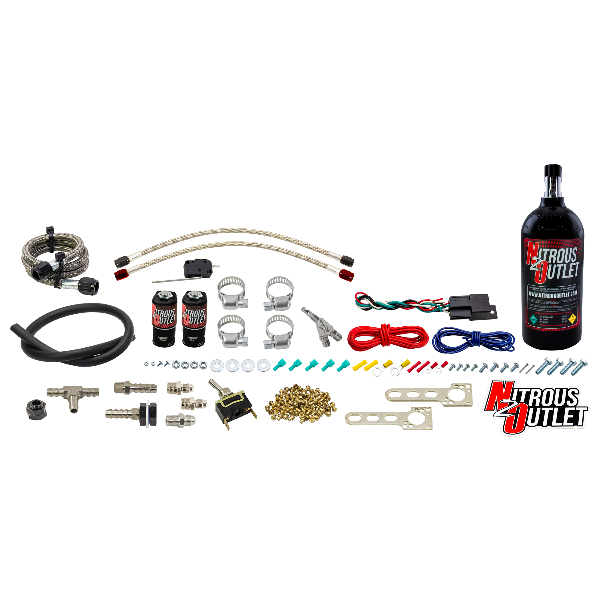 Nitrous Outlet Powersports Single Cylinder Wet Nozzle System (Stainless 90 Degre