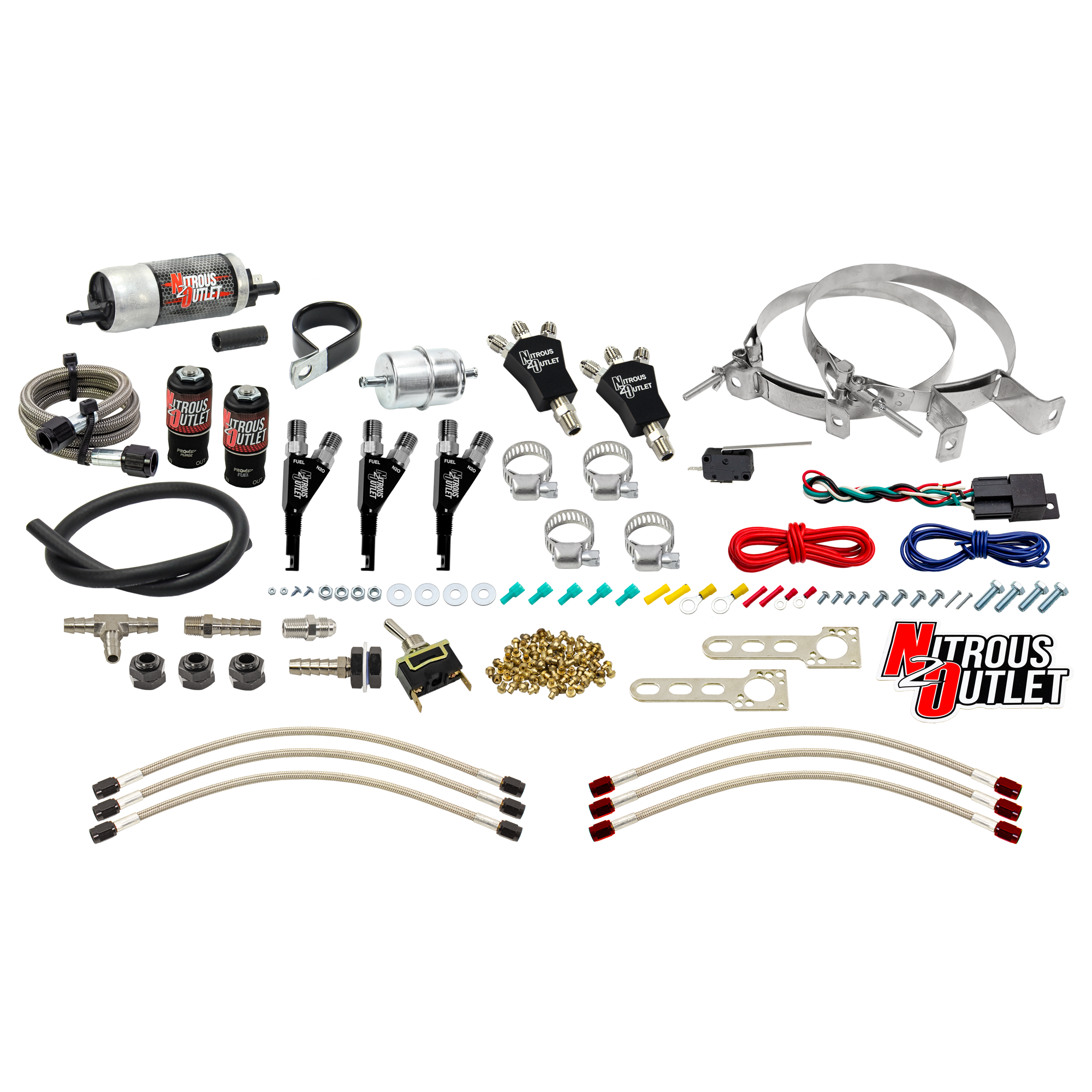 Nitrous Outlet Powersports Three Cylinder Wet Nozzle System (Aluminum 90 Degree