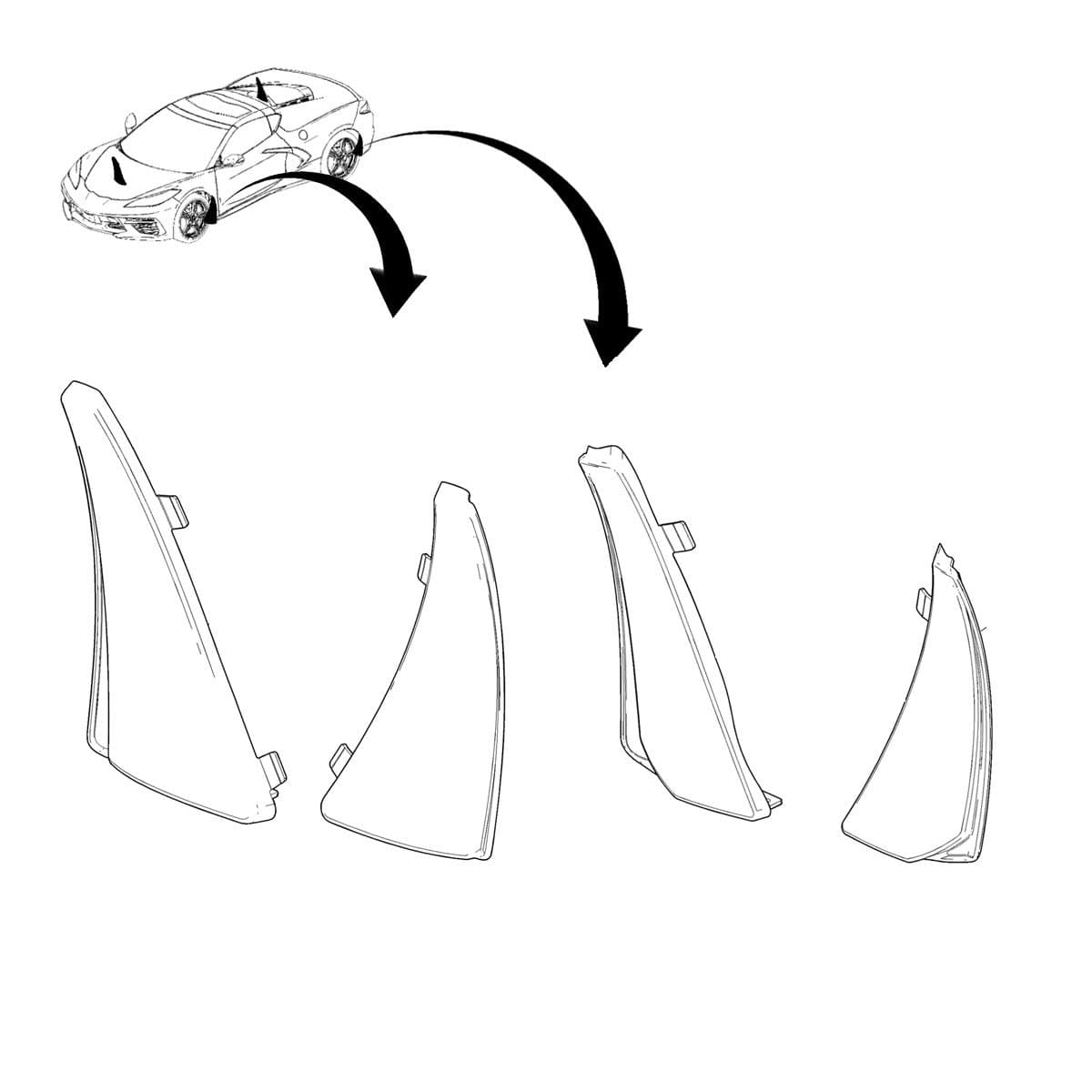 2020+ C8 Corvette Stingray Front and Rear Splash Guards ACS Composite