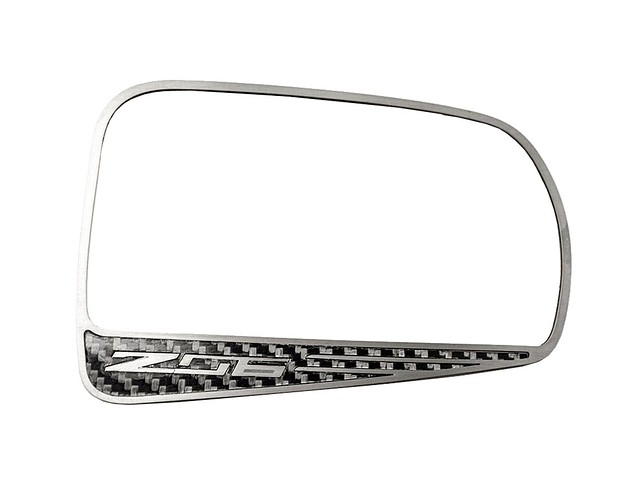 C7 Corvette Z06 Stainless Steel Side View Mirror Trim with Real Carbon Fiber, Pair