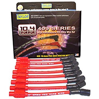 Spark Plug Wire Set, 409 Pro Race, Spiral Core, 10.4 mm, Red, 135 Degree Plug Boots, Factory Style Boots / Terminals, GM LS-Seri