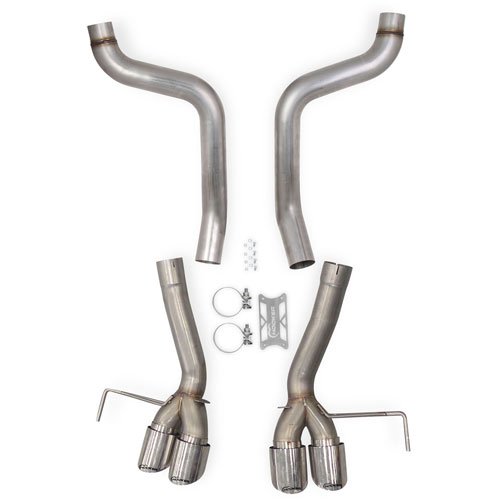 C7 Corvette Z06 Hooker Blackheart Axle-Back Exhaust Kit withOUT Mufflers, Quad Split Rear Polished Tips