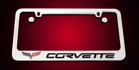 Corvette License Plate Frame - Chrome w/C6 Logo : 2005-2013