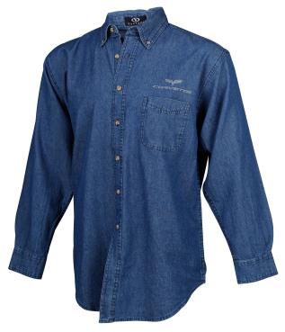 C6 Corvette Embroidered Long Sleeved Denim Shirt