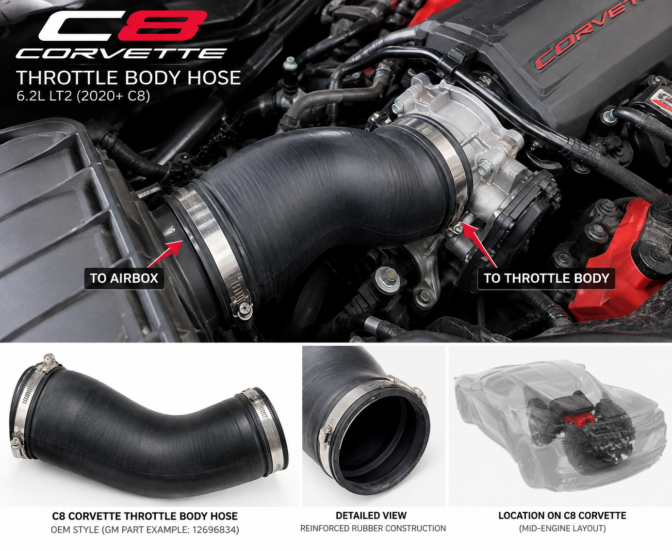 Halltech Corvette C8 95mm t/b hose - PCV side finger: No (Z06)