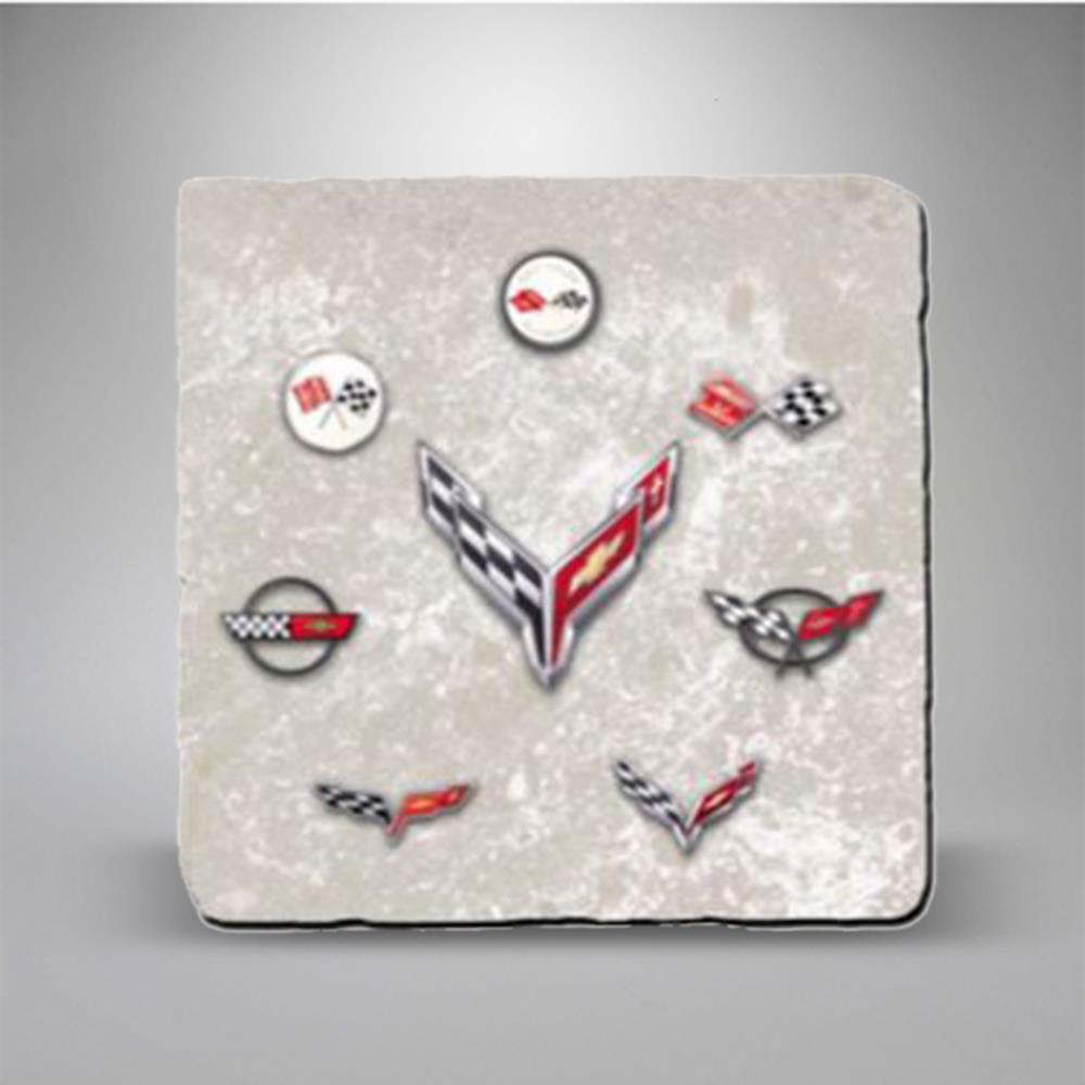 C8 Corvette, Next Generation C8 Corvette Generations White Style Stone Tile Coaster