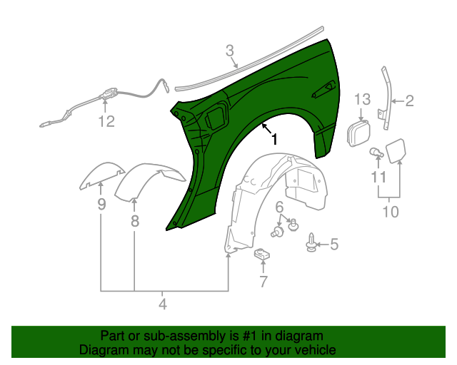 C6 Corvette Z06, Grand Sport, ZR1, GM OEM Driver Side Outer Quarter Panel