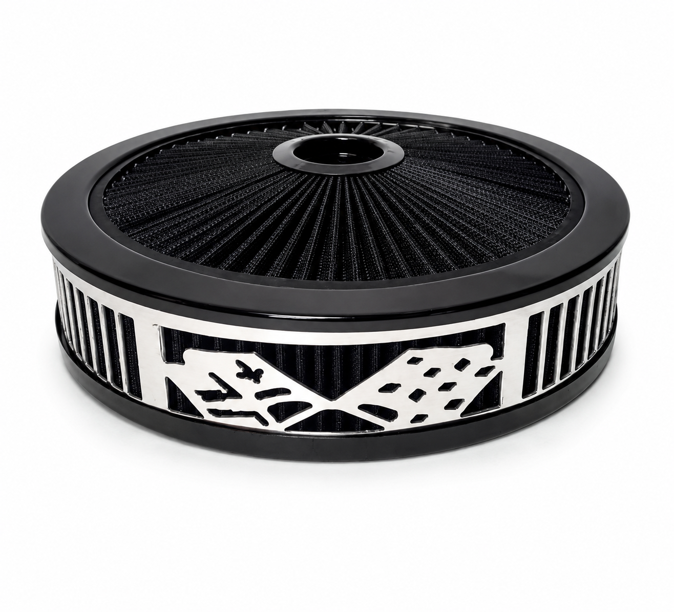 Granatelli Beauty Bandz Black Air Filter Assembly - Checkered Flag - 7 - 750019