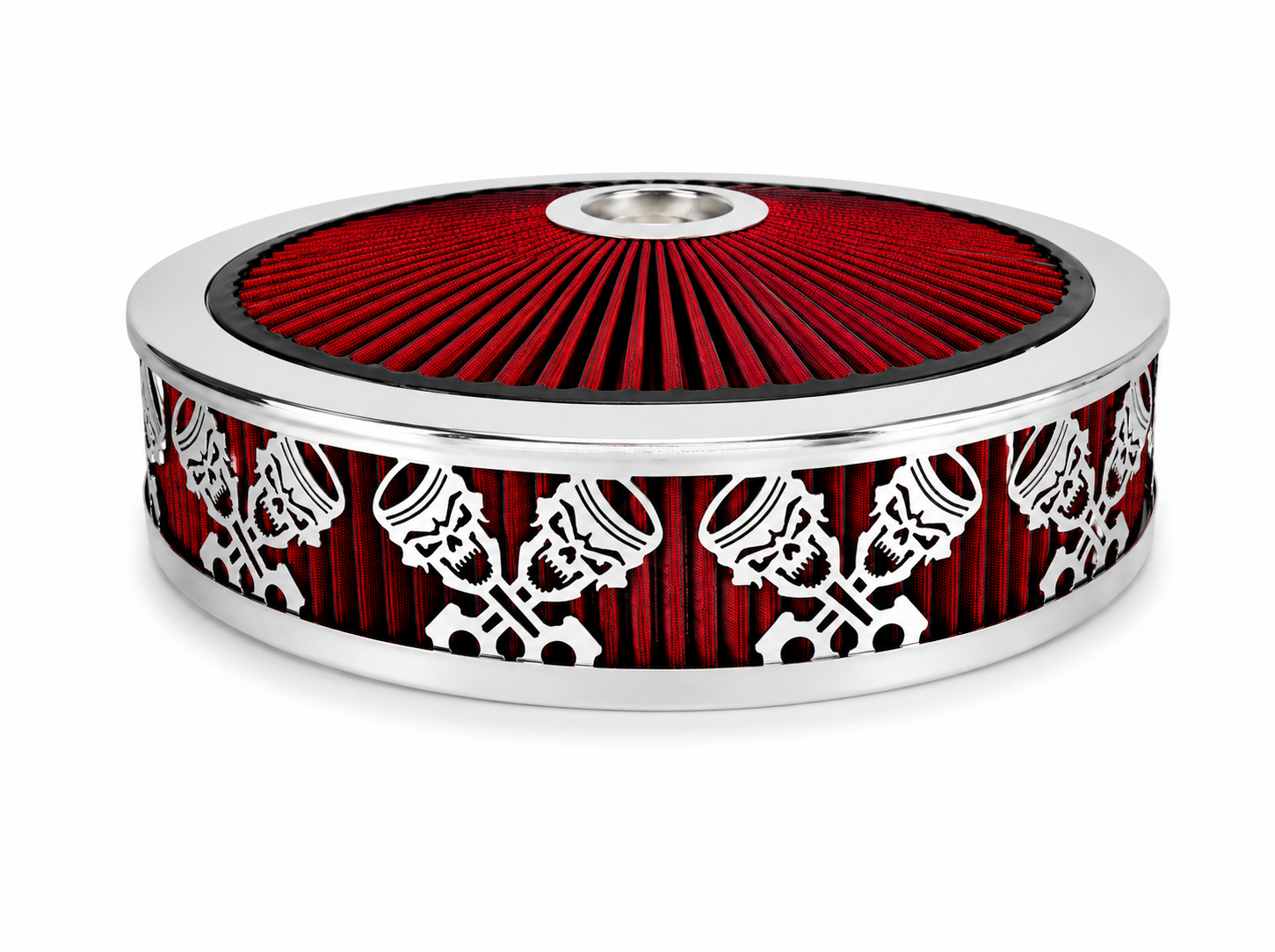 Granatelli Beauty Bandz Red and Chrome Air Filter Assembly - Skullz an - 750043