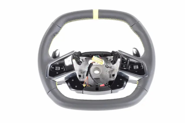 C8 Corvette Leather Steering Wheel, Yellow Stitching & Stripe (Heated)