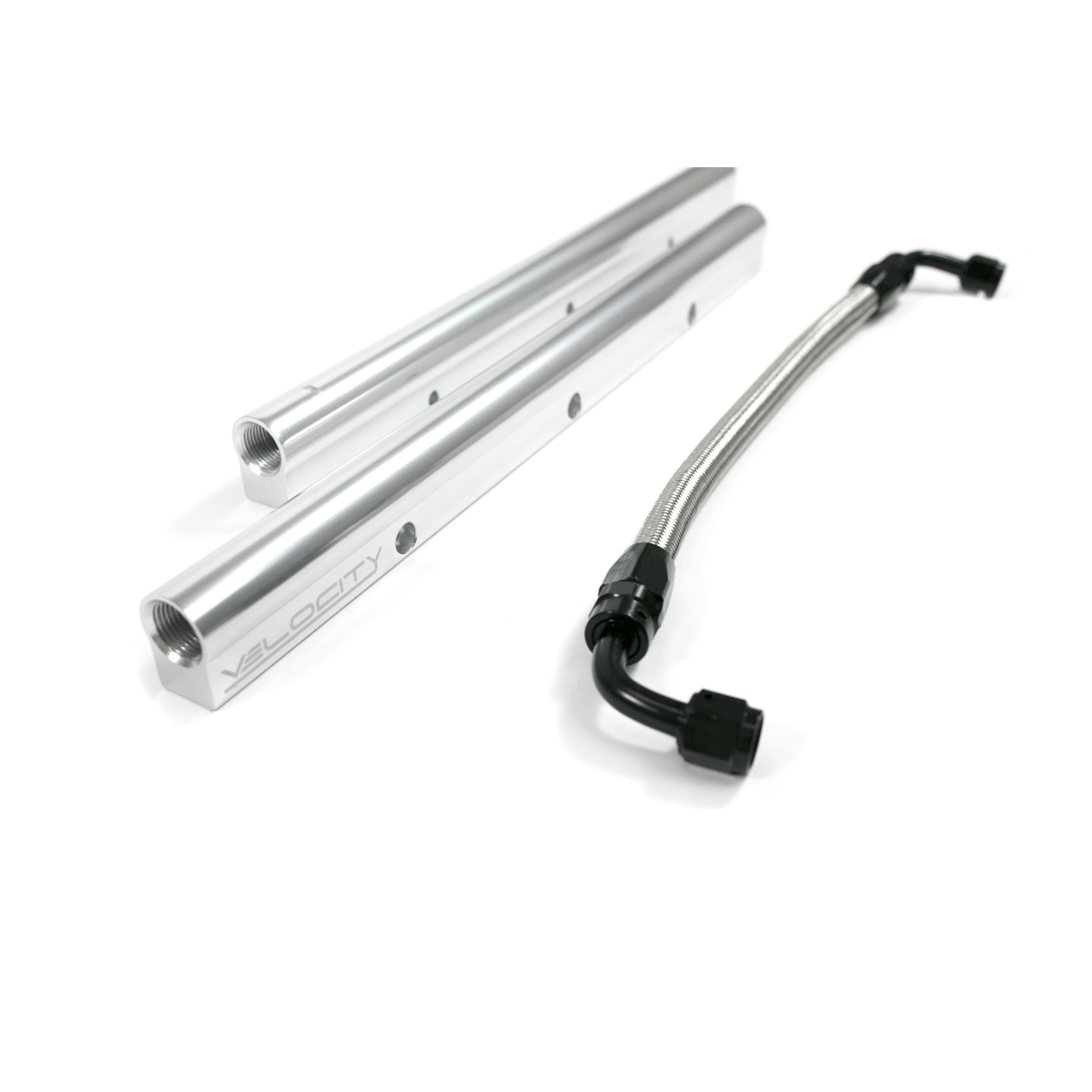 GM LS1/LS2/LS6 TSP Velocity Silver Billet Aluminum Fuel Rails w/ Crossover Pipe