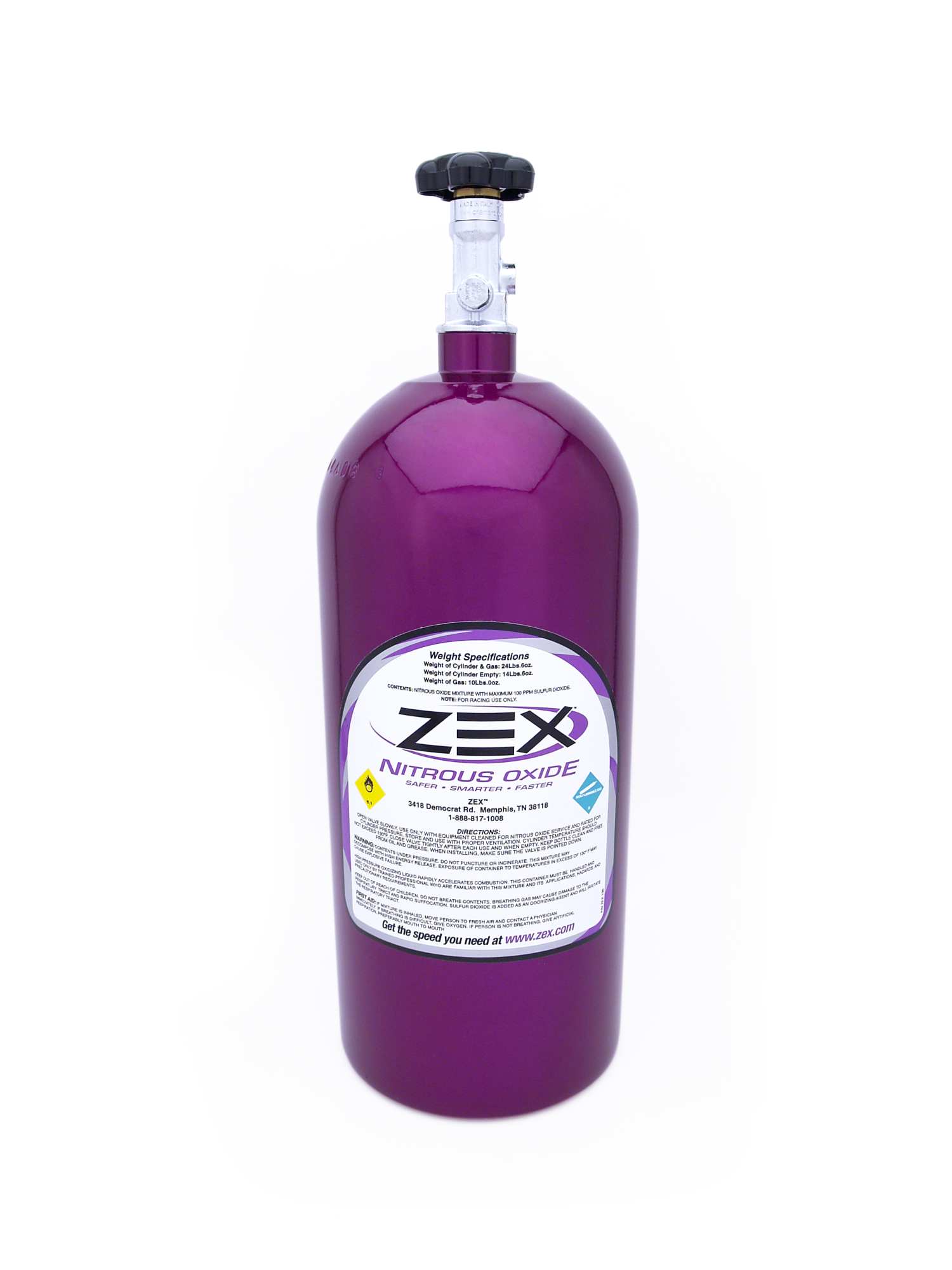 ZEX Purple 10 lb Race Nitrous Oxide Bottle, N2O Purp Bottle, Corvette, Camaro and others