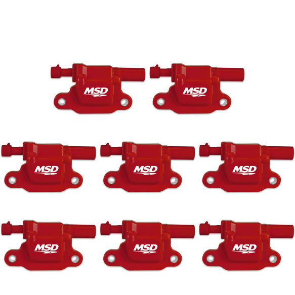 MSD Ignition Coil Pack, Blaster LS, Female Socket, Red, GM LS-Series, Set of 8