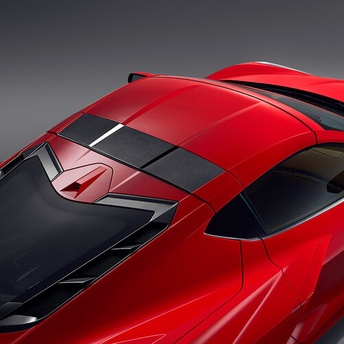 20-22+ C8  Corvette Visible Carbon Fiber Roof Bow W/ Torch Red Trim - GM OEM