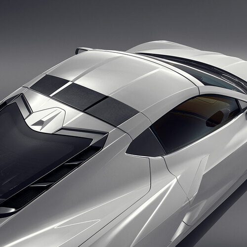 20-22+ C8 Corvette Visible Carbon Fiber Roof Bow W/ Arctic White Trim - GM OEM
