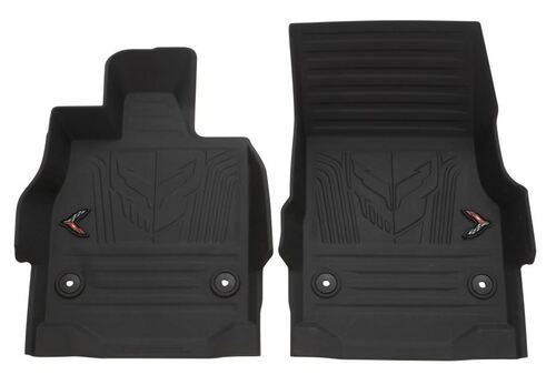 C8 Corvette Stingray Jake Logo Jet Black All Weather Floor Liners, Set of 2