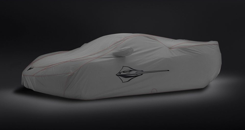 20-22+ Corvette Premium Outdoor Car Cover in Gray W/ Stingray Logo & Access Pane