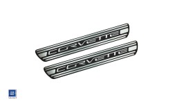 Corvette Two Tone Door Sills w/ "Corvette" Logo Engraved on Surface - Pair