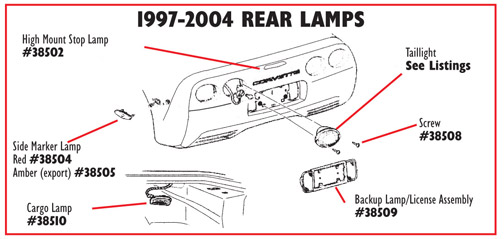 Backup & License Light Assembly, C5 Corvette