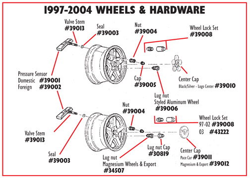 Wheel, Front Silver 17 X 8.5, 1997-1999 C5 Corvette Style