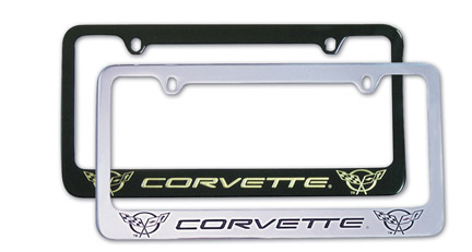 License Frame. Black W/C5 Emblem, C5 Corvette