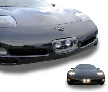 Fixed Headlight System. Primed C5 Corvette, 200 watt CATZ high beams and 130 watt low beams