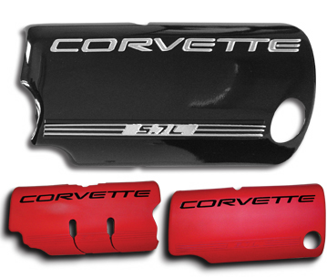 Engine Covers - Black W/Yellow Lettering, C5 Corvette