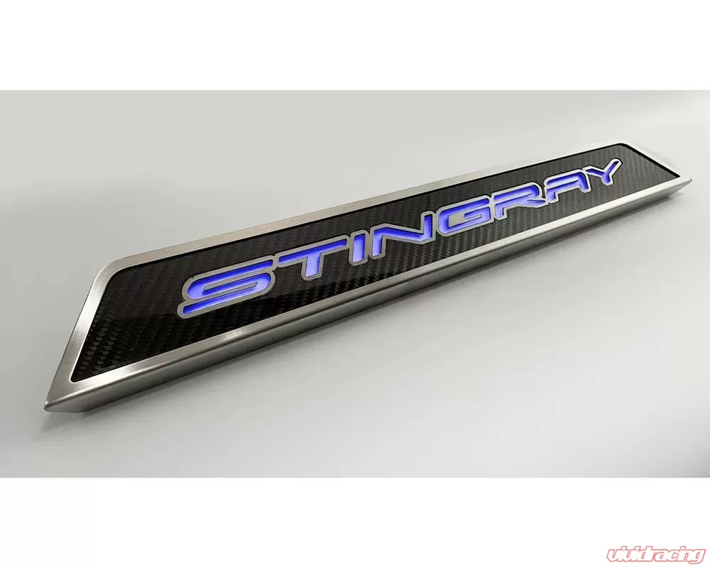 American Car Craft Stingray Style Carbon Fiber Black LED Replacement Door Sills Chevrolet C8 Corvette Stingray 2020-2024