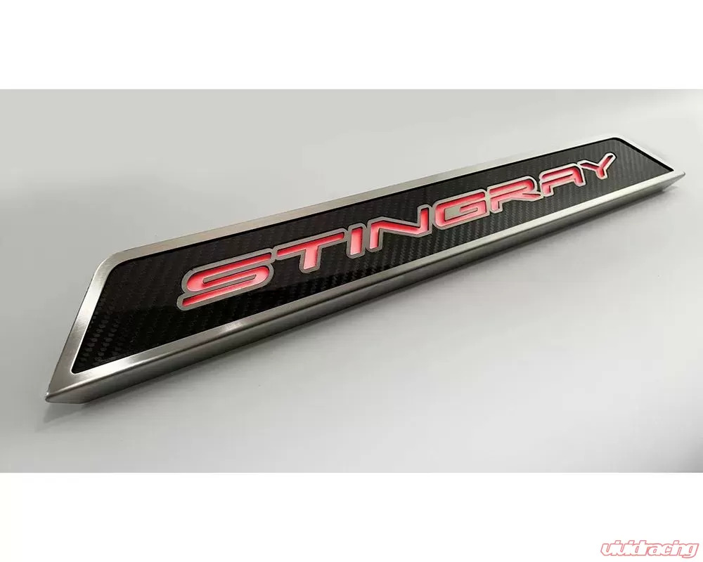 American Car Craft Stingray Style Carbon Fiber Red LED Replacement Door Sills Chevrolet C8 Corvette Stingray 2020-2024