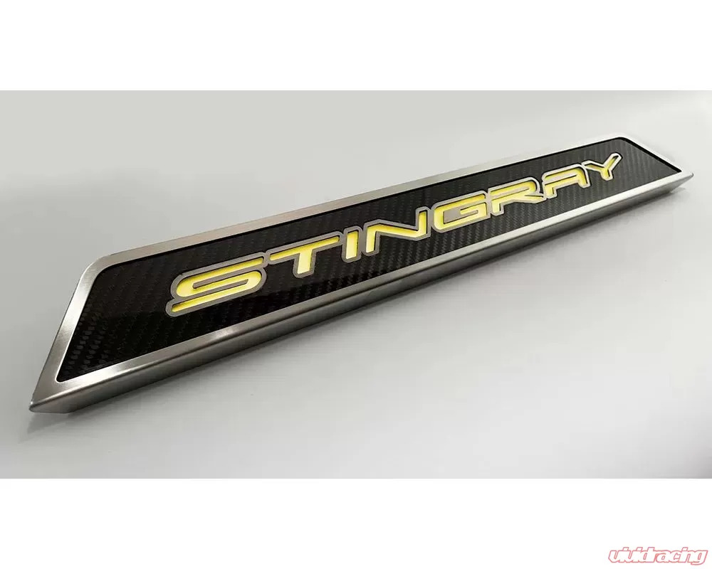 American Car Craft Stingray Style Carbon Fiber Yellow LED Replacement Door Sills Chevrolet C8 Corvette Stingray 2020-2024