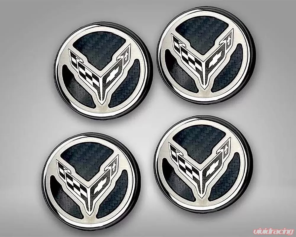 American Car Craft 4pc Real Carbon Fiber Polished/Brushed Finish Cap Cover Chevrolet Corvette Coupe C8 2020-2024