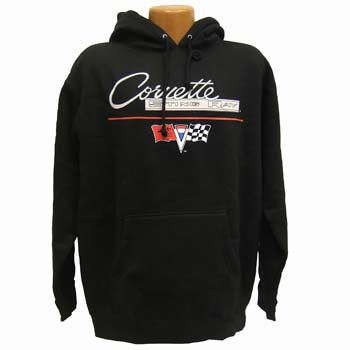 N/A Corvette C2 Black Hooded Fleece M -