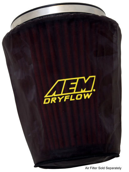 AEM Air Filter Wrap, DryFlow, Reusable, 7-1/2" OD Base, 5" OD Top, 9" Tall,
